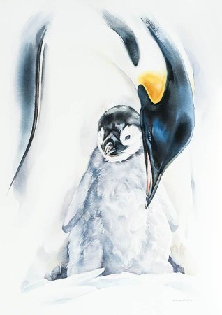 Пингвинёнок акварелью