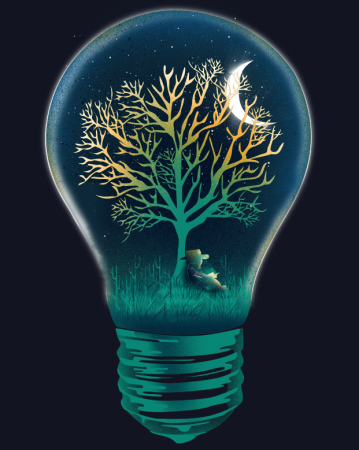 Дерево в лампочке