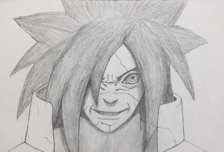 Мадара Учиха рисунок карандашом