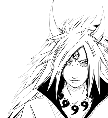 Мадара Учиха черно белый