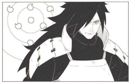 Мадара Учиха черно белый