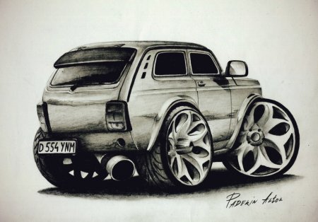 Нарисовать тюнингованную машину