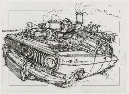 Стимпанк зарисовки машина