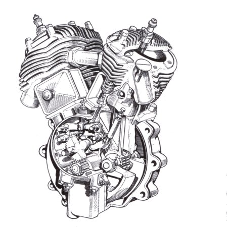 Эскиз тату двигатель