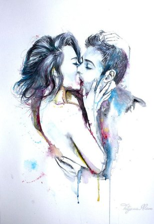 Влюбленные акварель