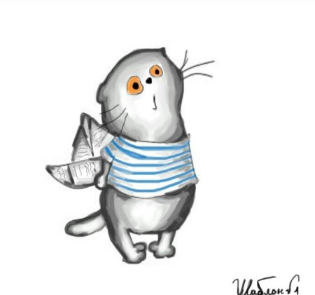 Кот Басик нарисованный
