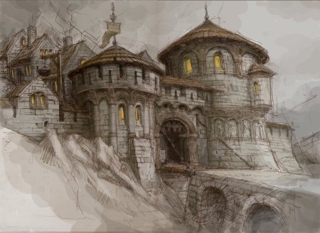 Medieval Fantasy Art город-замок