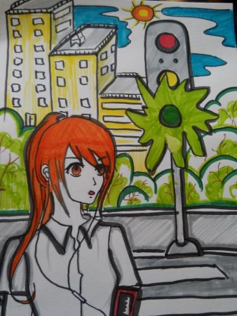 Рисунок на тему ПДД трудные