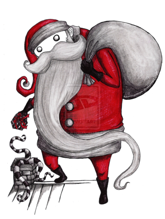 Санта нарисованный смешной