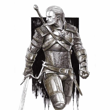 Геральт из Ривии черно белый