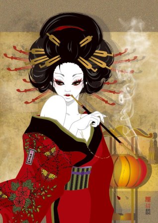 Японская живопись гейши Geisha Art гейша иллюстрация Japanese Art