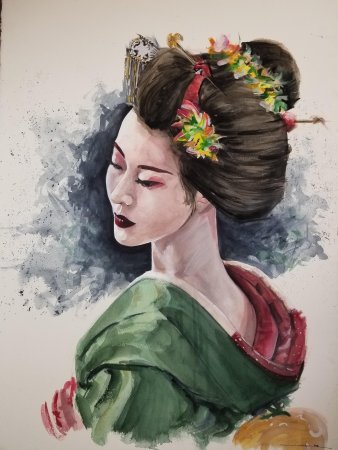 Японская живопись гейши Geisha Art гейша иллюстрация Japanese Art
