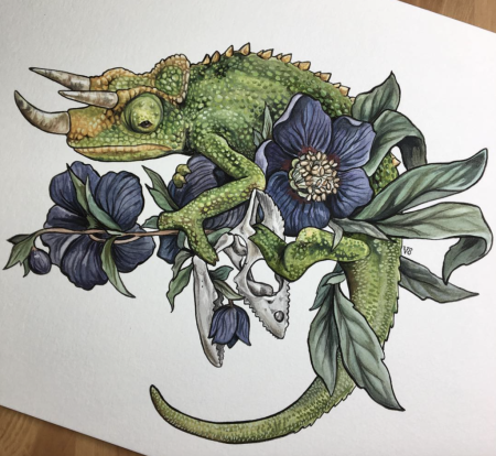 Тату ящерки в цвете