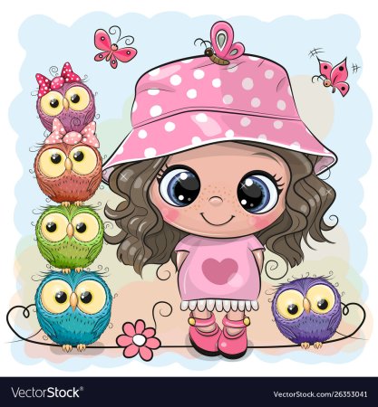 Мультяшные девочки в панамке