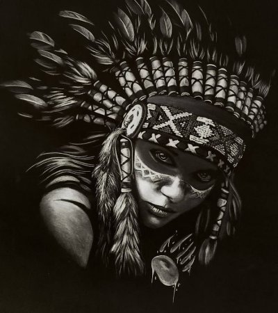 Тату девушка индеец