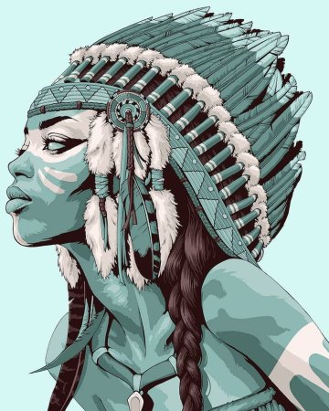 Девушка индеец арт