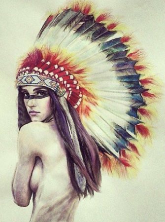 Девушка индеец в профиль на аву