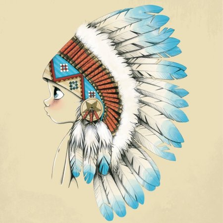 Рисунок индейца с перьями