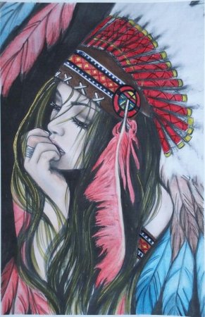 Девушка индеец рисунок