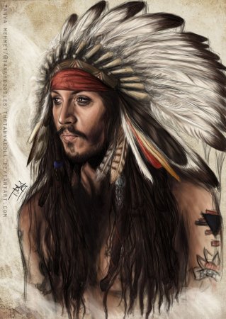 Джонни Депп тату индейца