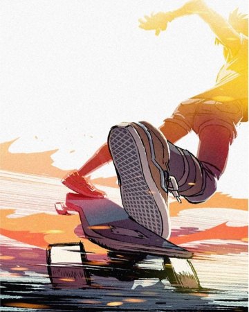 Аниме парень скейтбордист