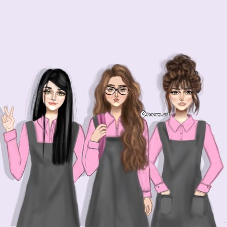 3 Девочки рисунок