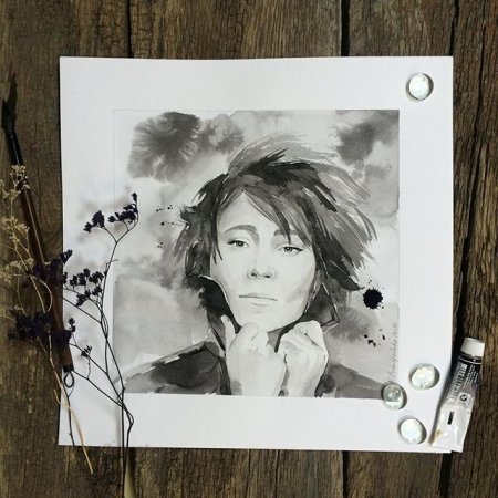 Земфира чб портрет