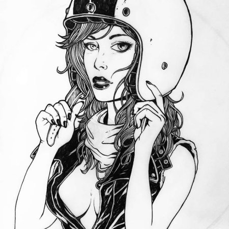 Девушка в шлеме эскиз