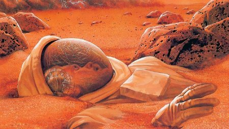 Картина художника «на Марсе. Встреча двух миров», Юрий Швец, 1961