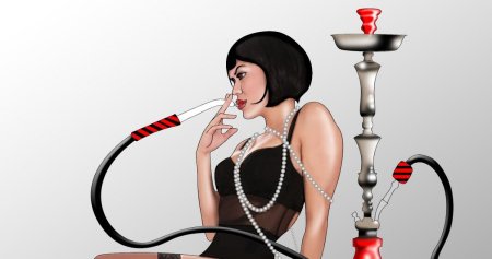 Кальянщик курит кальян вектор