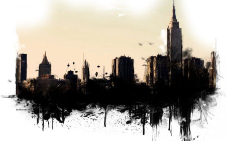 Силуэт разрушенного города