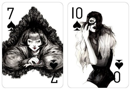 Нарисованные девушки с игральные карты