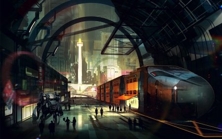 Вокзал будущего концепт арт Sci Fi