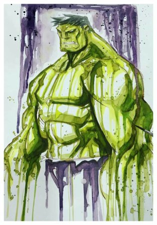 Портрет Халка акварелью