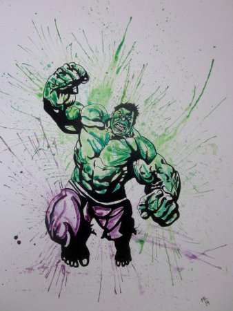 Халк Марвел акварель