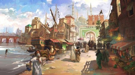 Арт фэнтези Восточный портовый город
