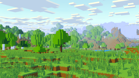 Пейзаж в стиле майнкрафт