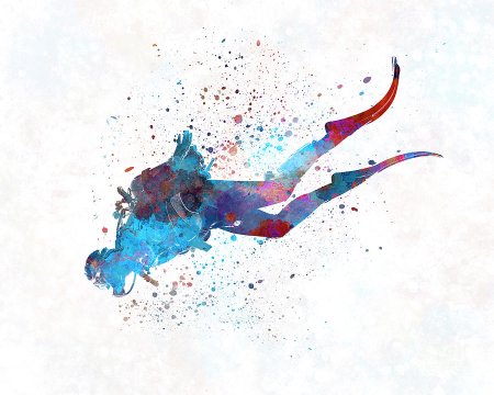 Дайвинг акварель