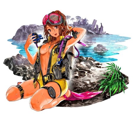 Девушка в купальнике с аквалангом аниме