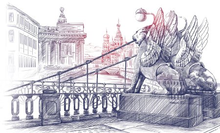 Грифон банковский мост в Санкт-Петербурге вектор