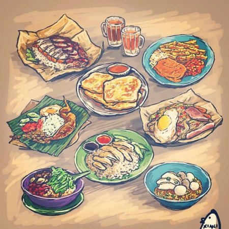 Мультяшный стол с едой