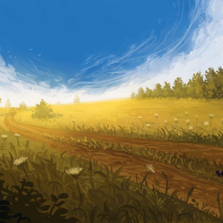 Дорога в поле фэнтези арт