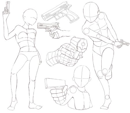 Позы для рисования людей с оружием