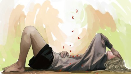 Мужчина лежит арт