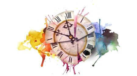 Часы акварель