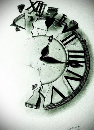 Разбитые часы эскиз