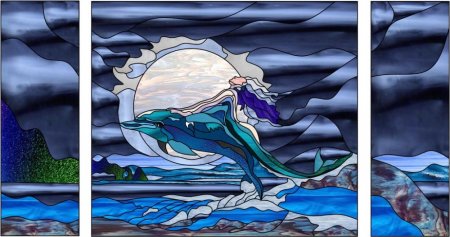 Морская волна витраж