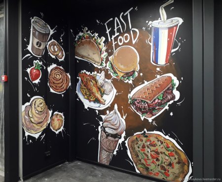 Расписанные стены в кафе