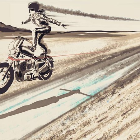 Мотоцикл пейзаж арт