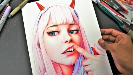 Zero two realistic Art карандашами